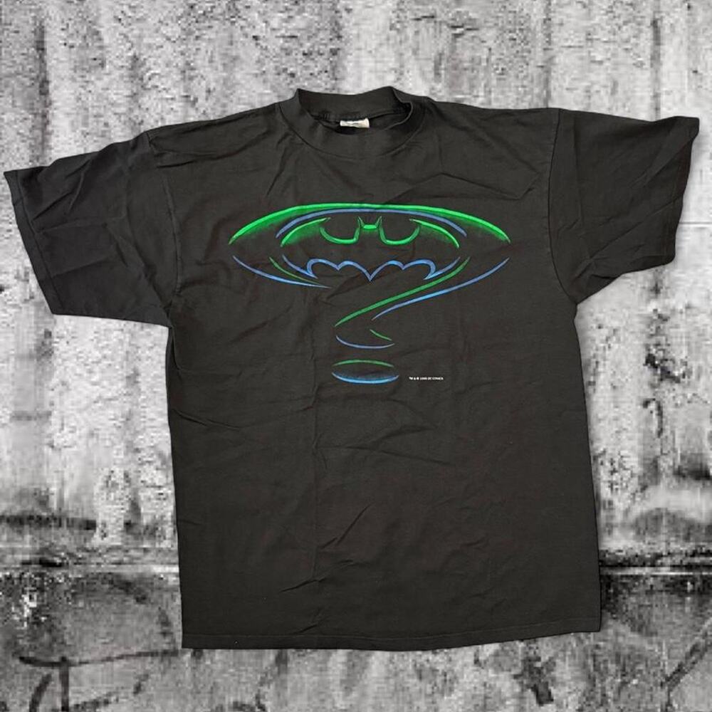 Vintage 1995 Batman Forever Riddler Promo T-Shirt DC Comics Black XL